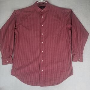 Daniel Cremieux Classic Men's Shirt Size M Plaid White Red Long Sleeves 31
